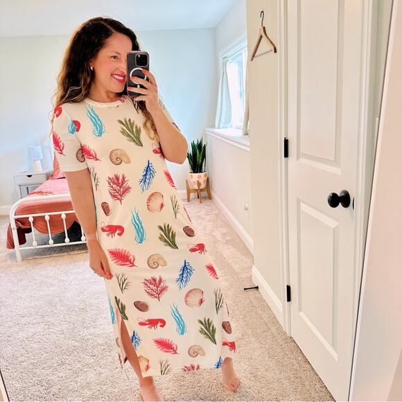 NWT Tuckernuck White Sea Shell Lobster Maxi Dress XS